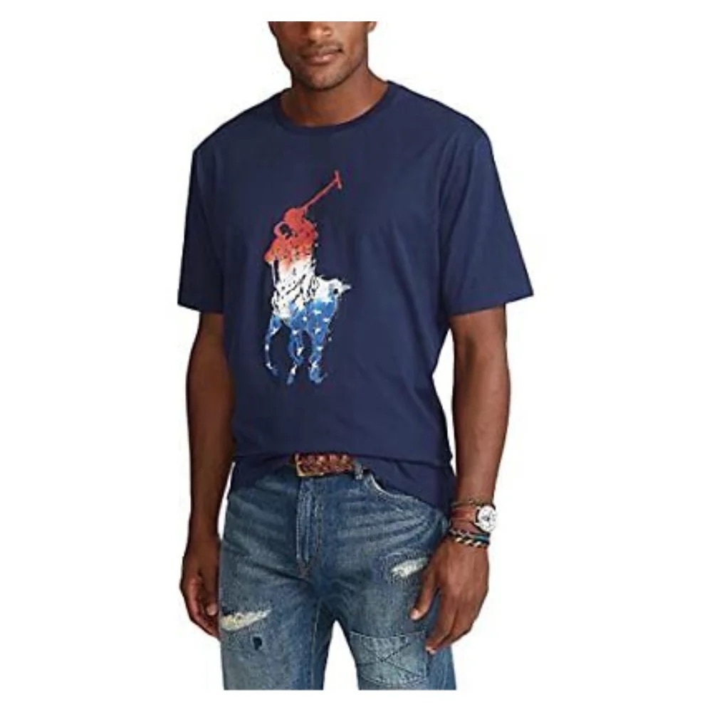 Polo Ralph Lauren Classic Fit Navy Polo Graphic Tee Like New Shirt M